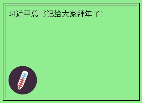 习近平总书记给大家拜年了！