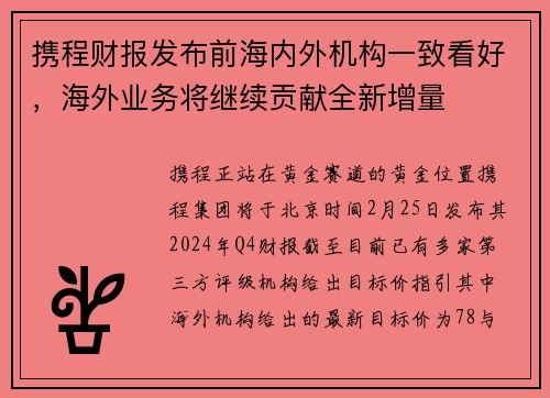 携程财报发布前海内外机构一致看好，海外业务将继续贡献全新增量