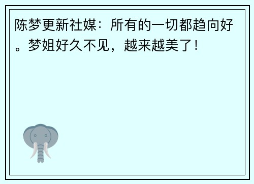 陈梦更新社媒：所有的一切都趋向好。梦姐好久不见，越来越美了！
